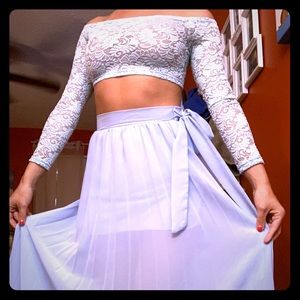 Custom Baby Blue 2 Piece Lace Gown